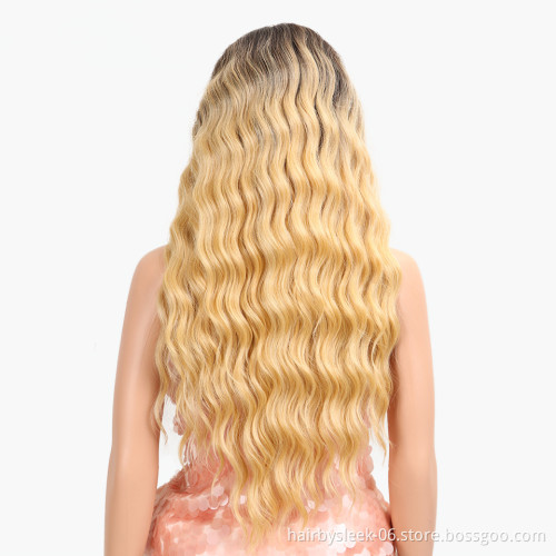 Popular ombre wholesale wave hair synthetic wig American 613 colored bohemian hair synthetic hair wigs